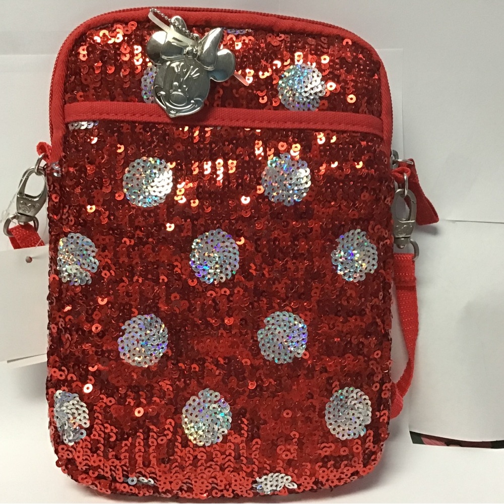 NWT Disney Minnie Mouse small tablet case bag red silver dots